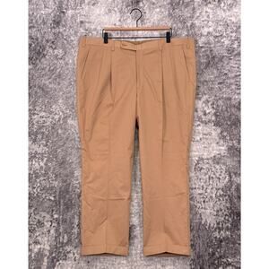 New Oxxford Clothes Dress Pants 43 x 27 Mens Khaki Brown Cotton Twill Trouser